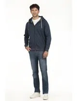 Sudadera Regular Azul con Cierre