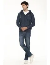 Sudadera Regular Azul con Cierre