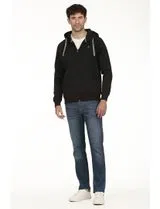 Sudadera con cremallera Regular Negra