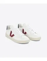 White-Marsala V-12 Leather Sneakers