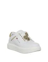Women's White and Gold Sneakers