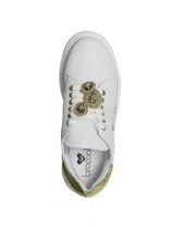 Women's White and Gold Sneakers