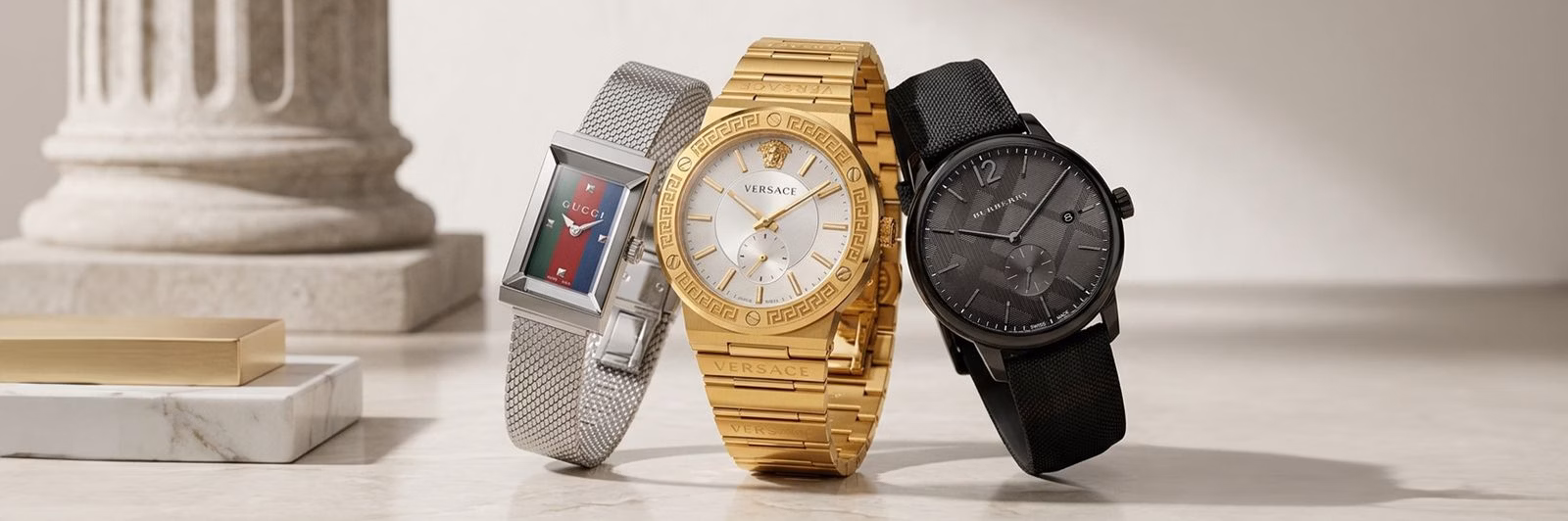 Relógios Gucci, Versace e Burberry
