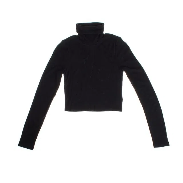 Camisola de Gola Alta Cropped Menina Preto