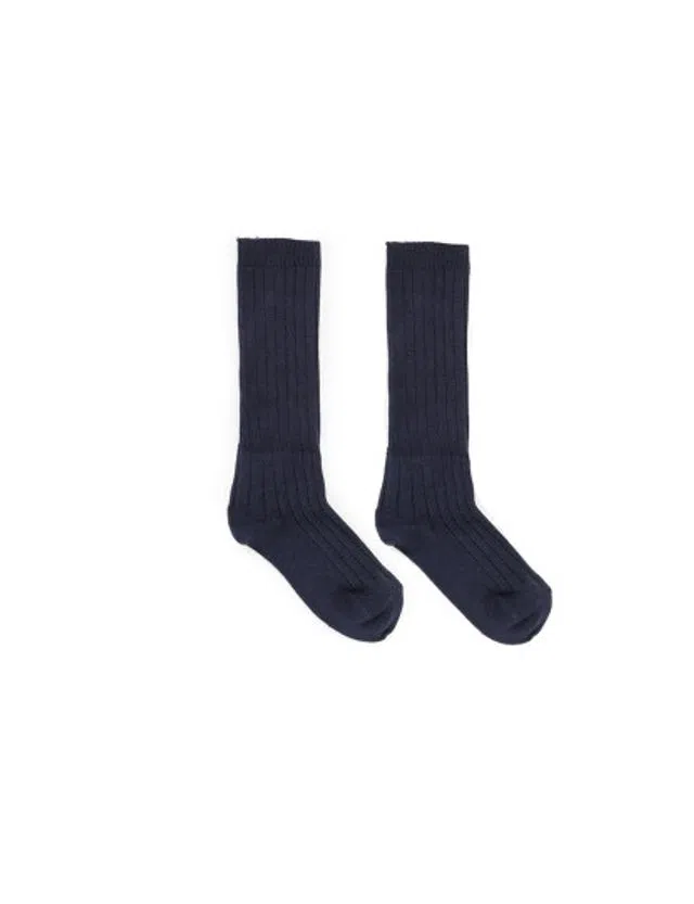 Ribbed Blue Socks