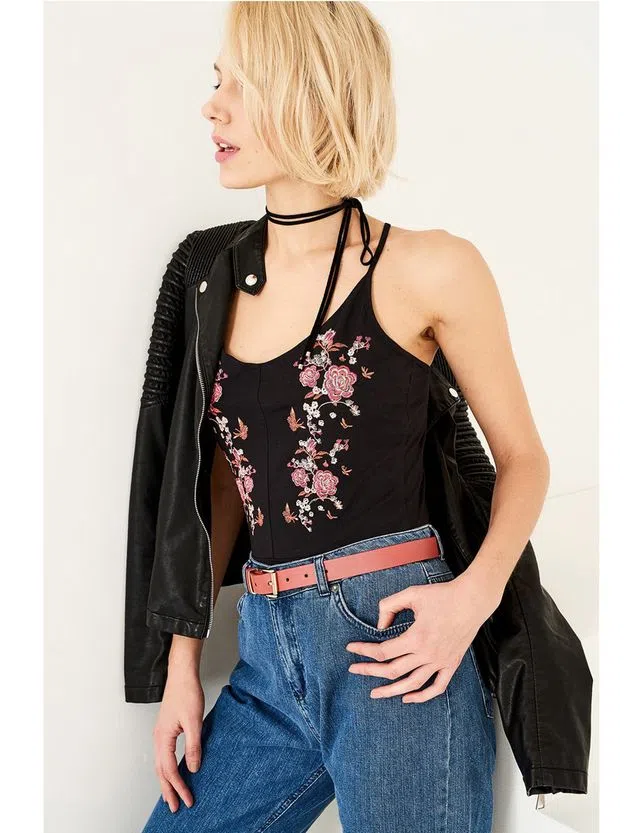 Lady's Embroidered Black Body