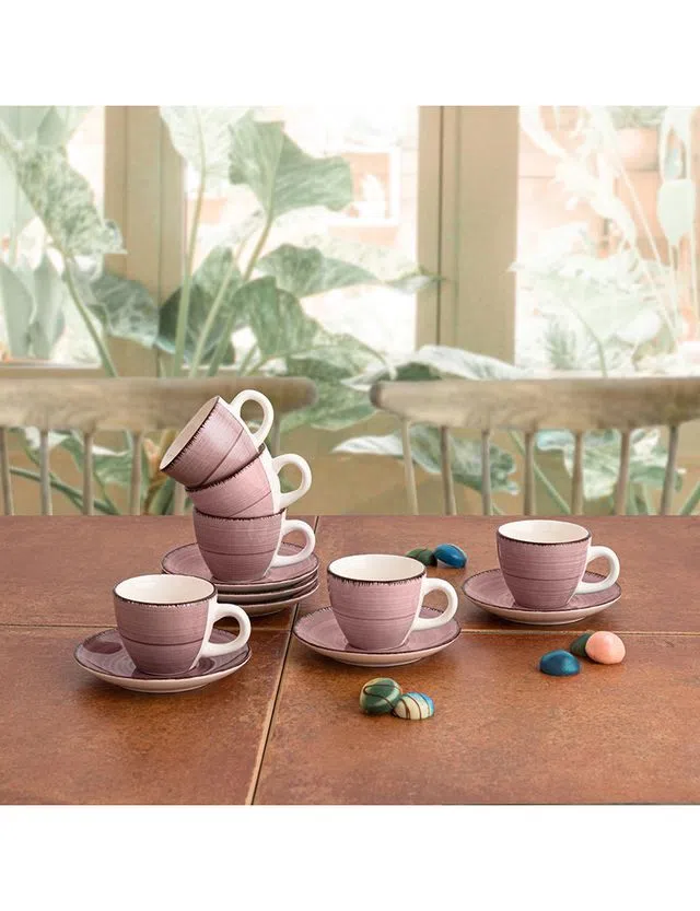 Ensemble de 6 Tasses avec Soucoupes Céramique 9cl Vita Morning