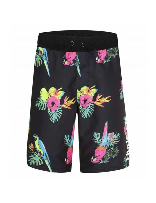 Calções Banho Rapaz Floral Preto com Padrão