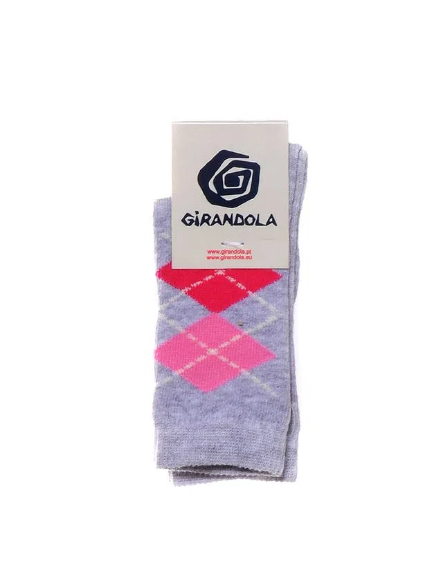 Grey and Pink Diamond Baby Socks