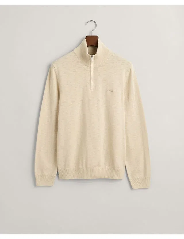 Sweat à Capuche Beige à Demi-Zip