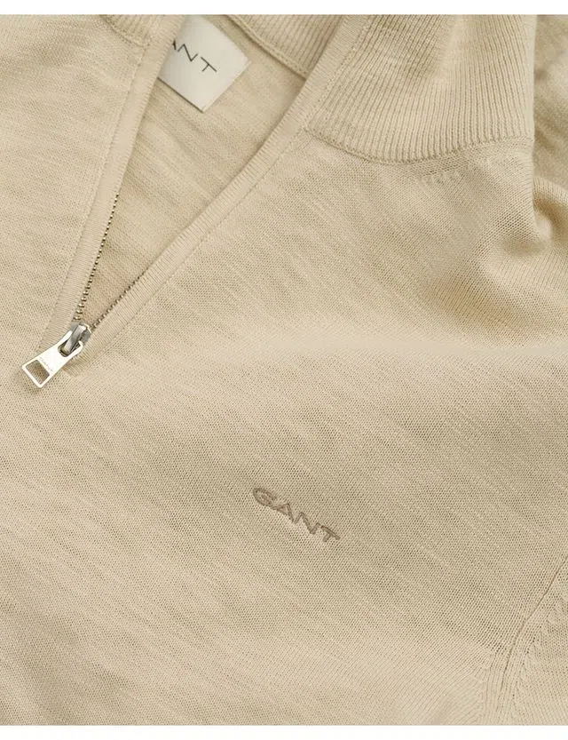 Sweat à Capuche Beige à Demi-Zip