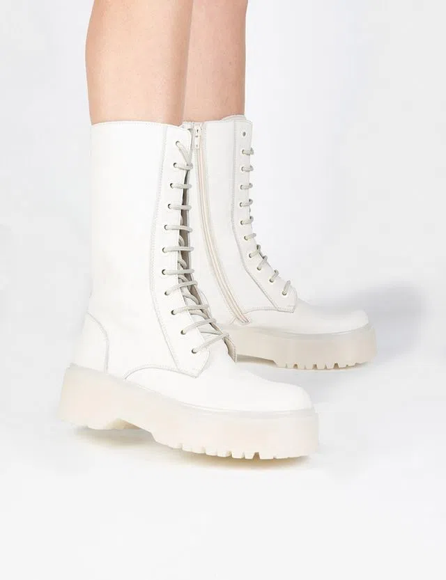Botas Compridas Pele Branco