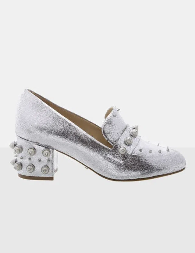 Sapatos Salto Metalizados Prateado