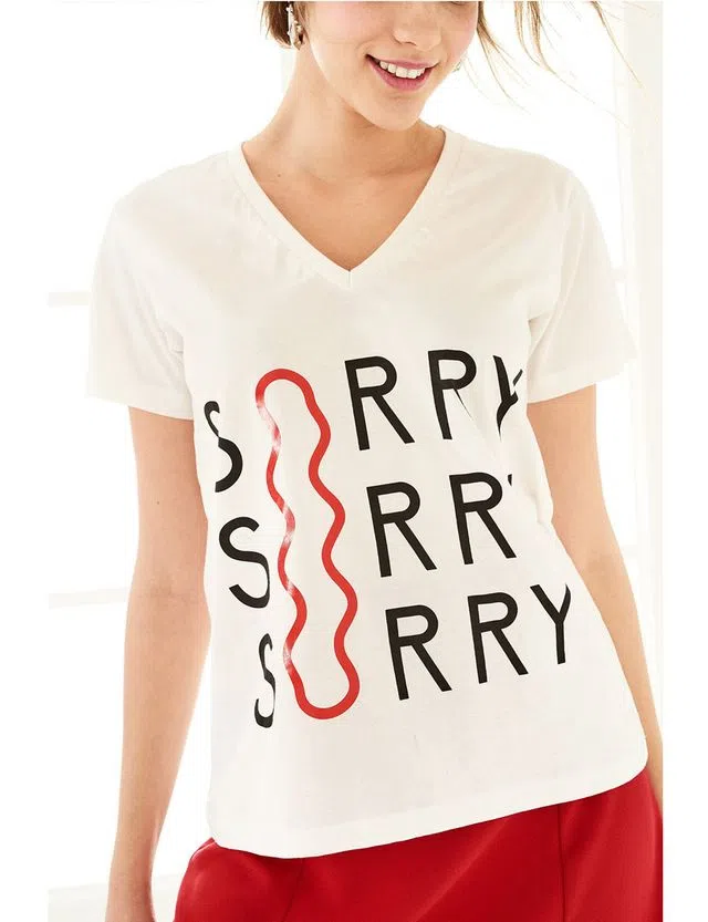 T-Shirt decote em V Branco