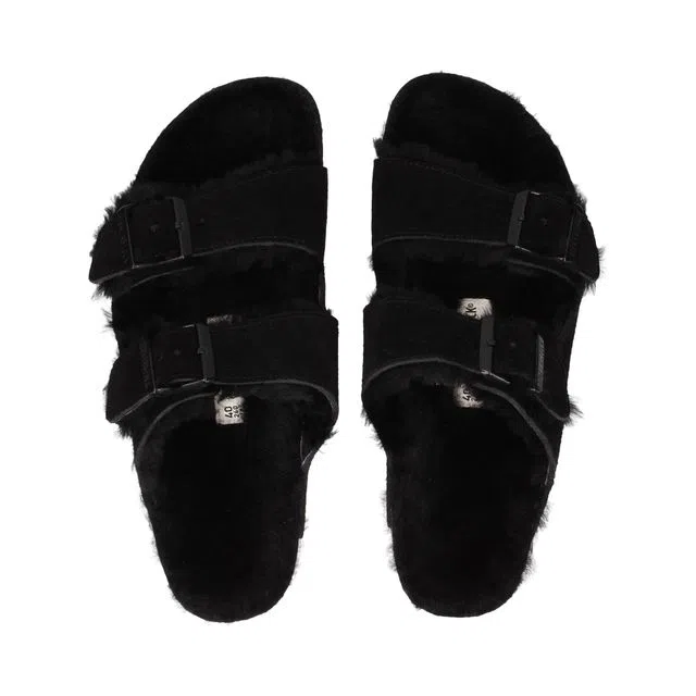 Sandálias Arizona Arizona Shearling Preto Estreito