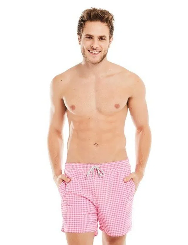 Calções Banho Homem Wresh Rosa e Branco