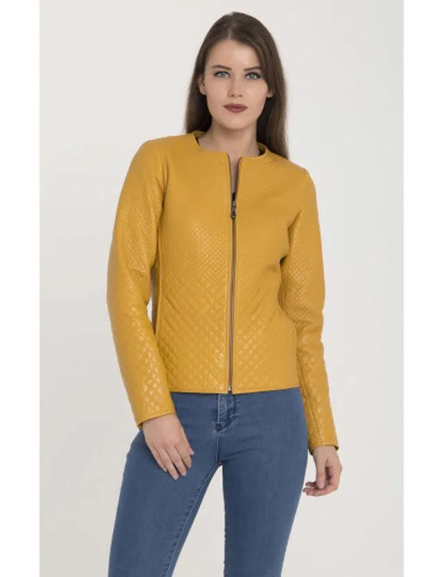 Casaco de Pele Senhora Amarelo