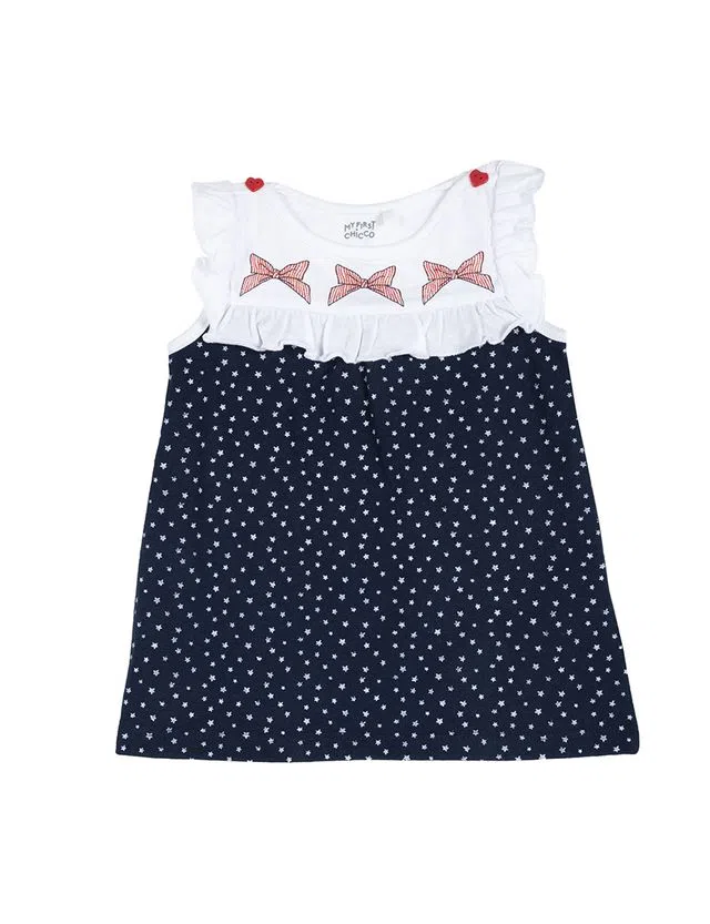 Vestido Menina Branco e Azul