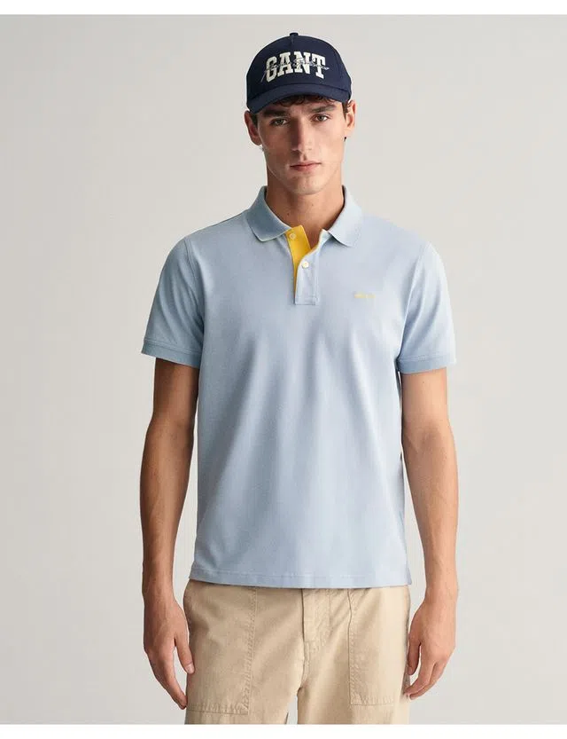Pólo Regular Fit Contrast Piqué Azul