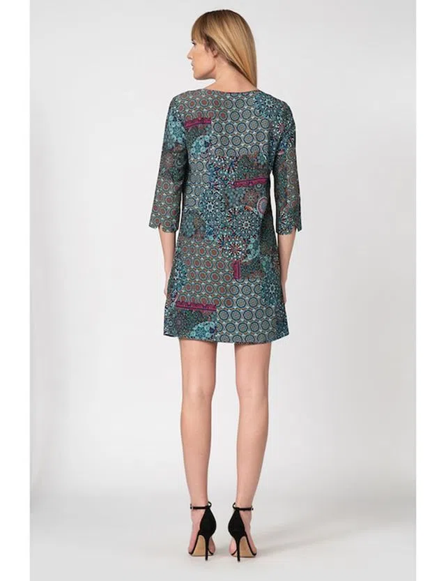 Midi Dress 3/4 Sleeve Multicolored