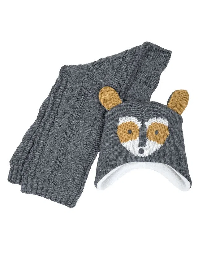 Conjunto Bebé Gorro e Cachecol Cinzento