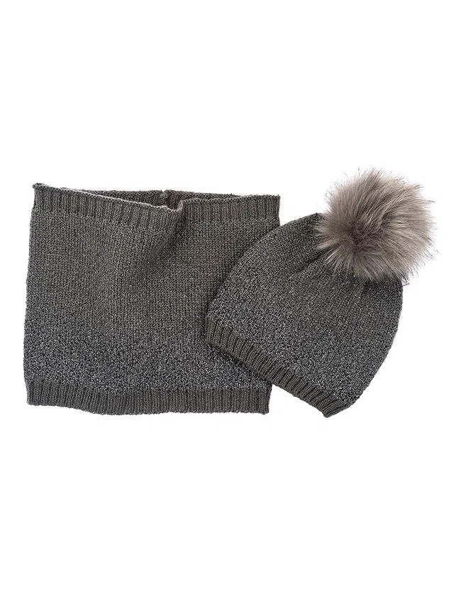 Conjunto Bebé Gorro e Gola Cinzento