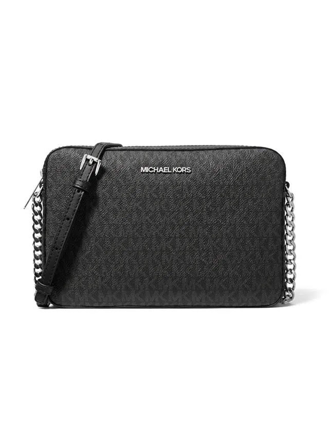 Jet Set Large Printed Logo Crossbody Bag Black