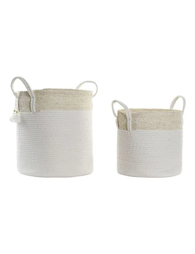 Set of 2 White Baskets
