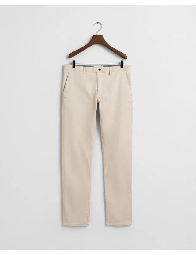 Beige Slim Chino Pants