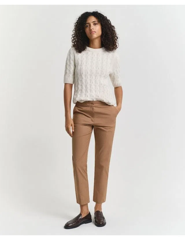 Beige Slim Slack Trousers