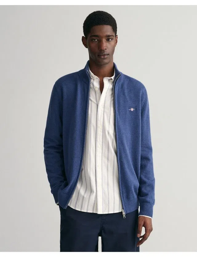 Blue Knitted Cardigan with Closure