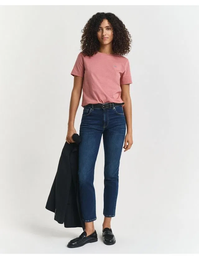 Cropped Slim Stretch Denim Trousers Blue