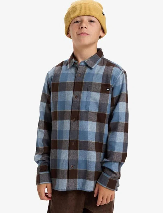 Camisa de mana comprida Motherfly Plaid Preto Kids