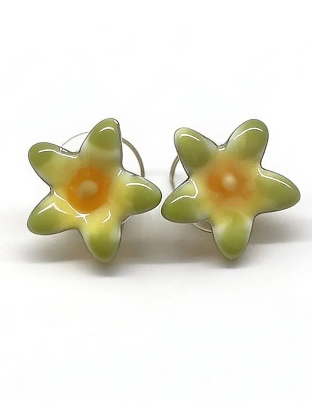 Green Flower Earrings