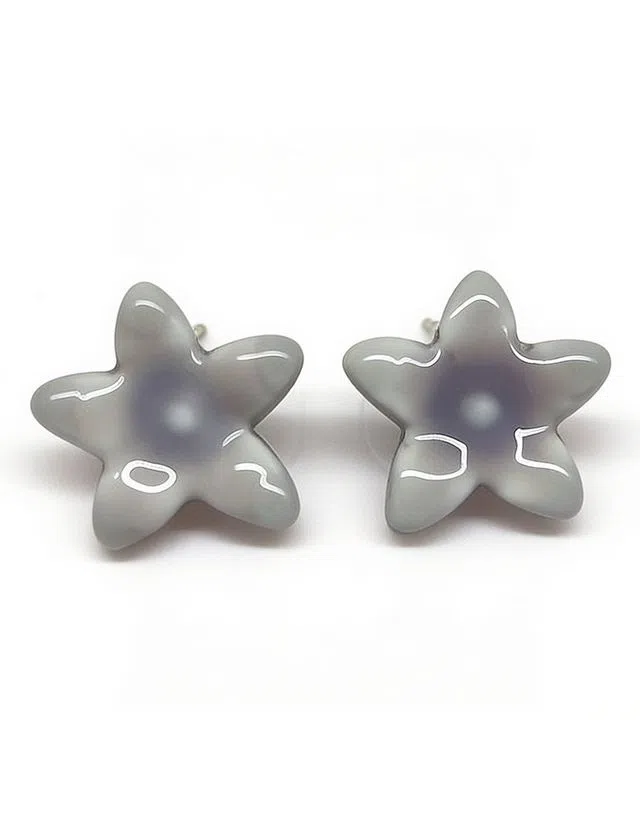 Gray Flower Earrings