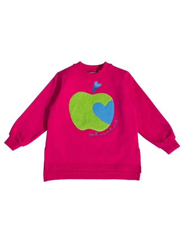 Sweatshirt Apples Fuschia