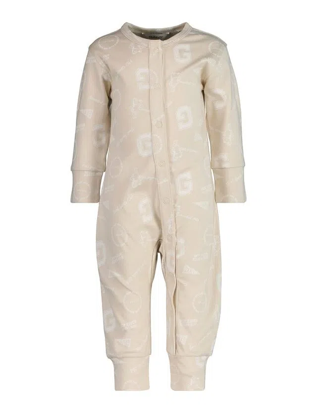 Beige Printed Aop Babygrow