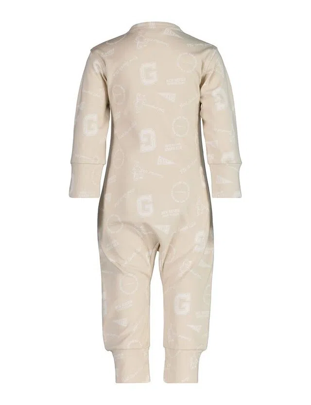 Beige Printed Aop Babygrow