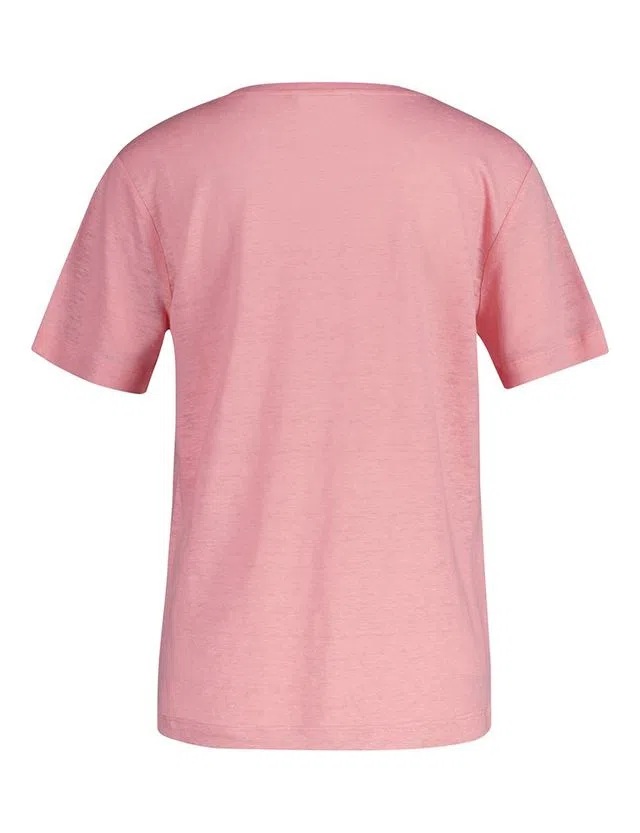 T-Shirt Reg Linen V-Neck Rosa