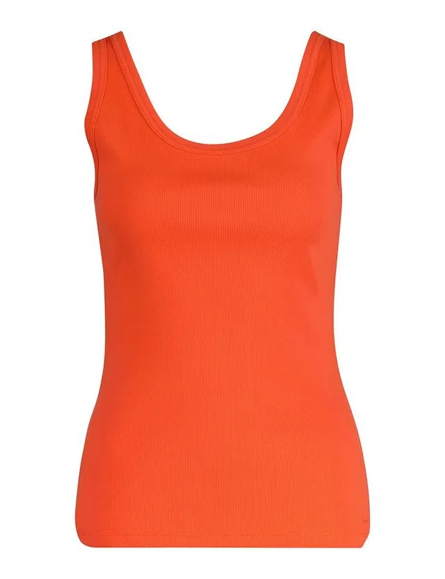Orange Slim Ribbed Tank Top