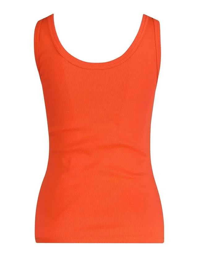 Orange Slim Ribbed Tank Top