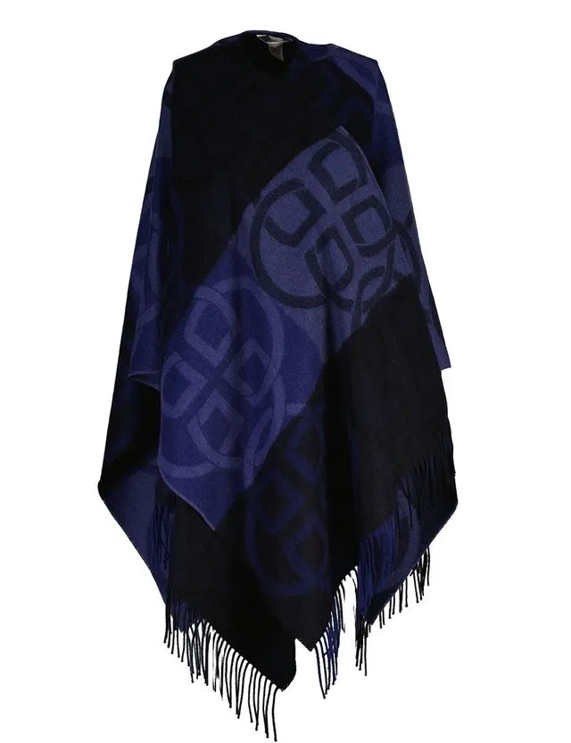 Poncho de lã Monogram Azul