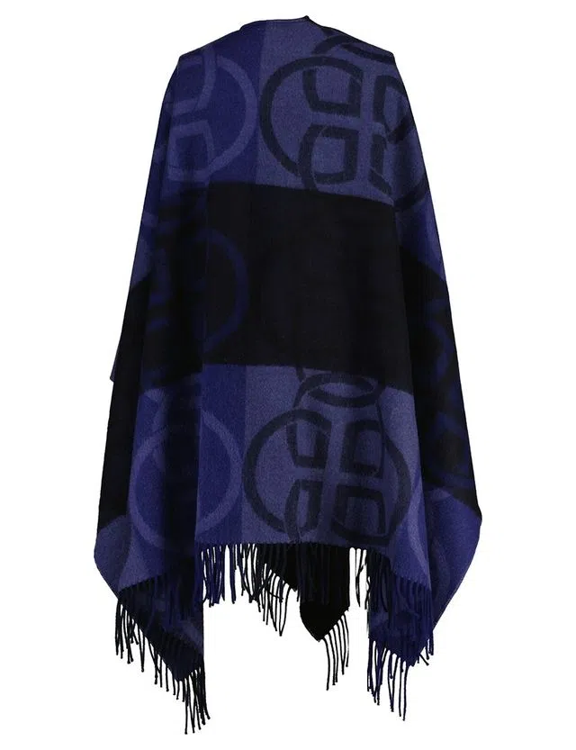 Poncho de lã Monogram Azul