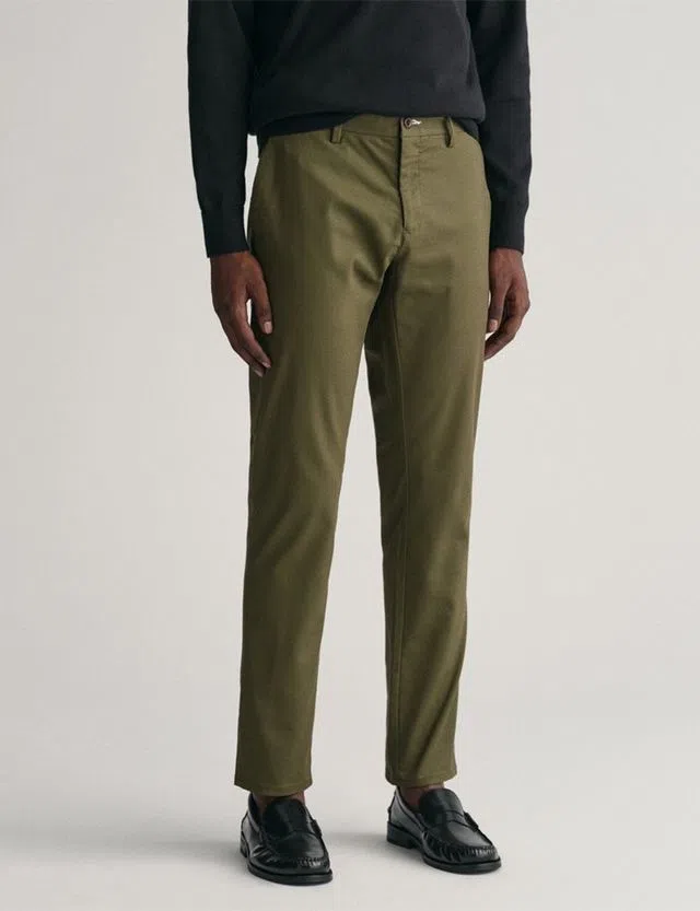 Slim Green Chino Pants