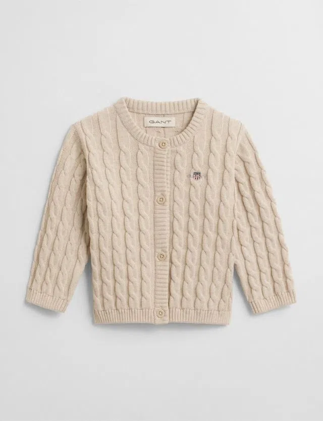 Cardigan Shield Cable Bege