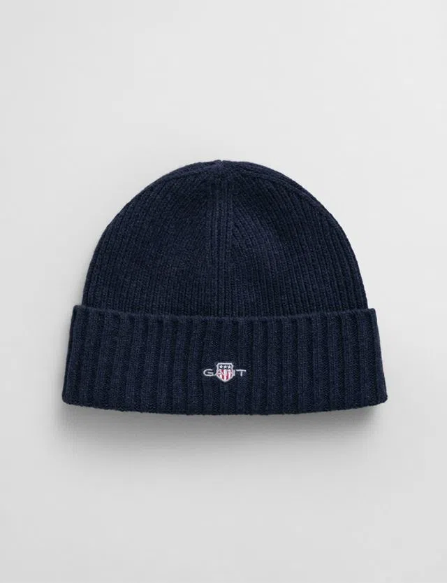 Shield Blue Wool Beanie