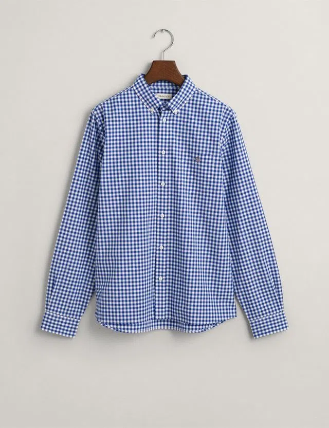 Blue Gingham Shield Poplin Shirt