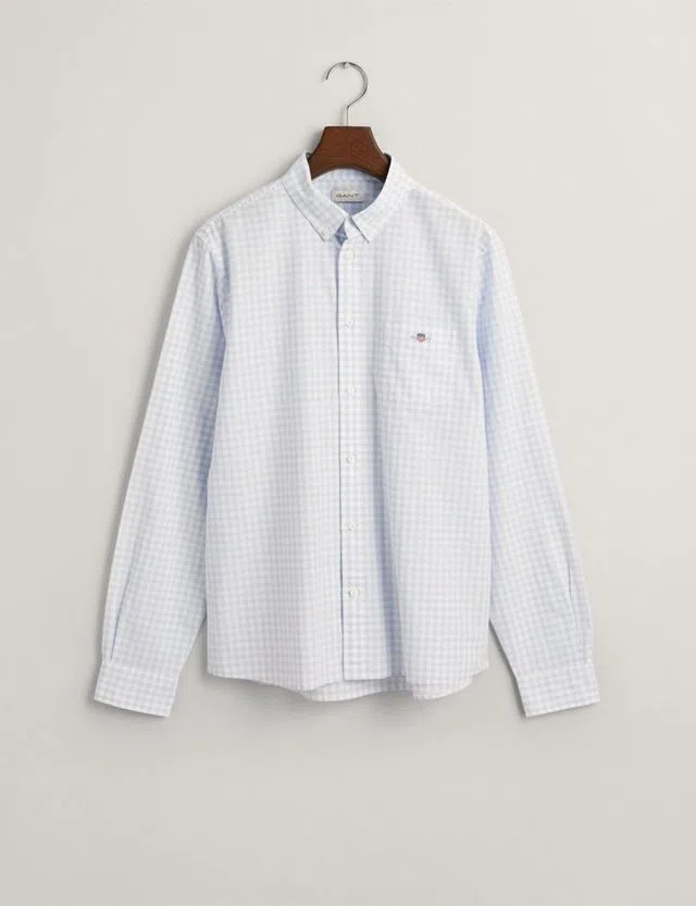 Gingham Shield Poplin Shirt Blue