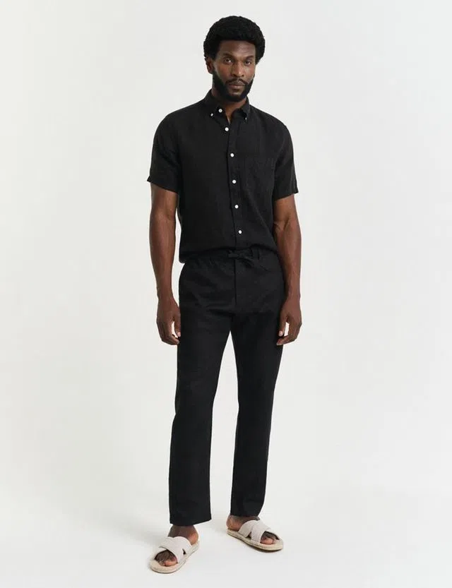 Relaxed Black Linen Pants