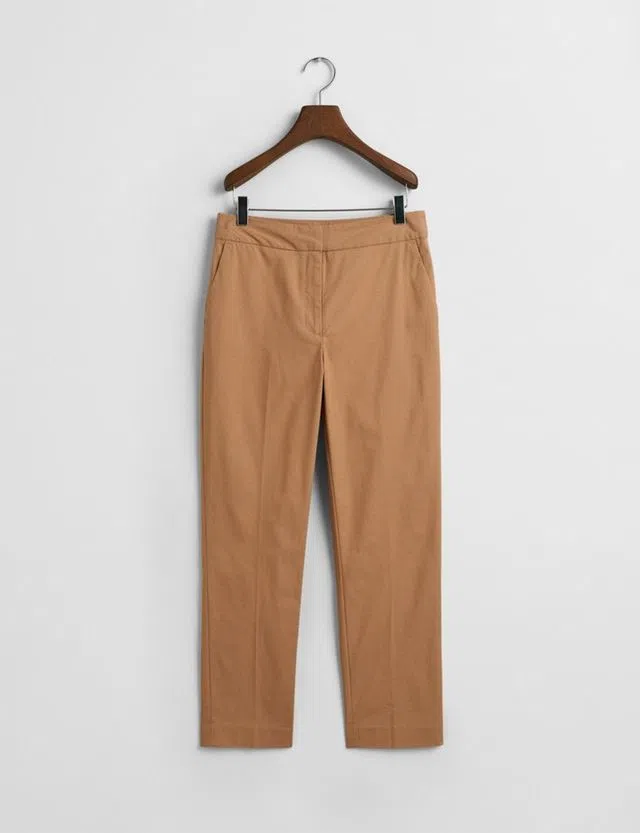 Beige Slim Slack Trousers